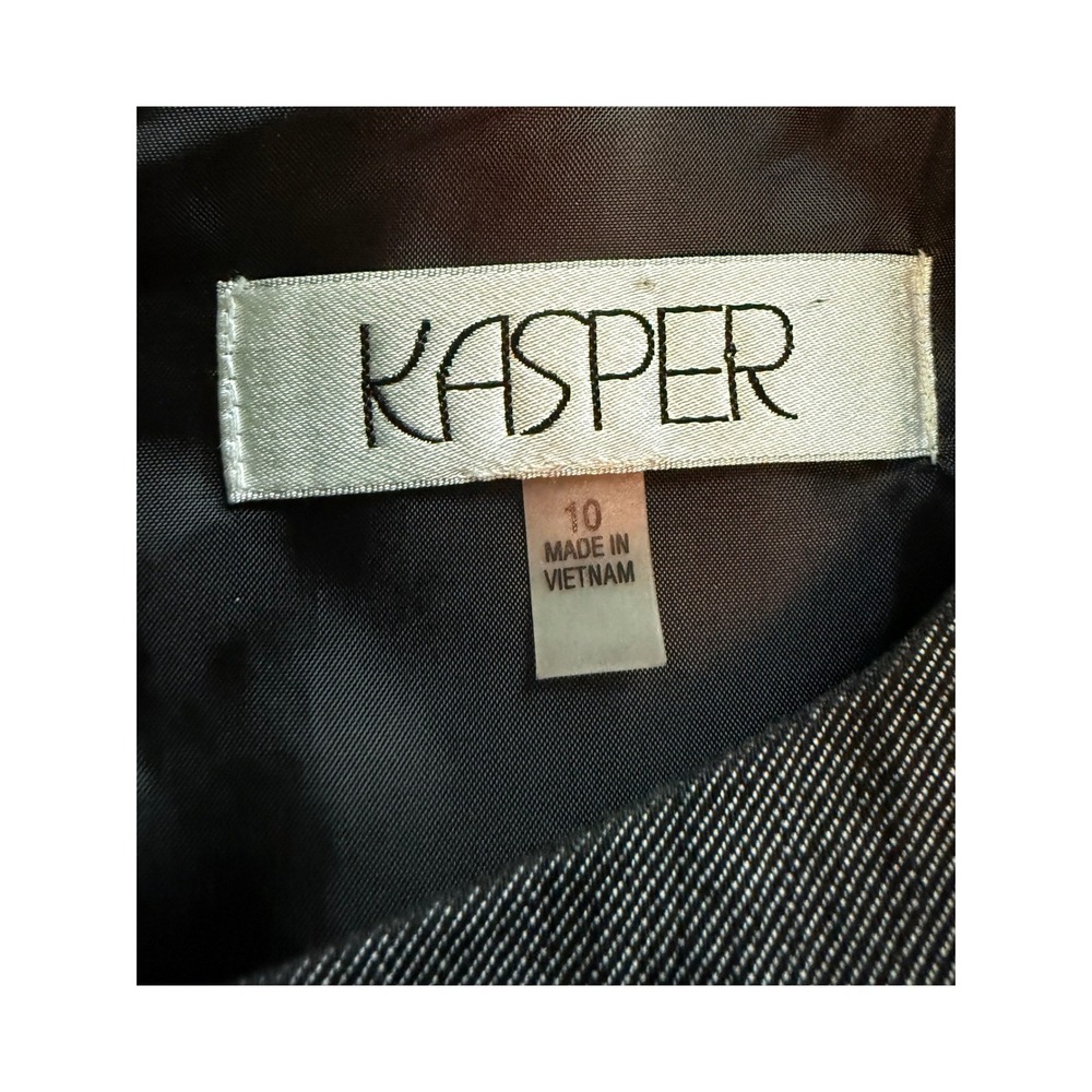 Kasper Charcoal Denim Sheath Dress Structured Sleeveless Career Polished SZ 10 - Picture 2 of 5